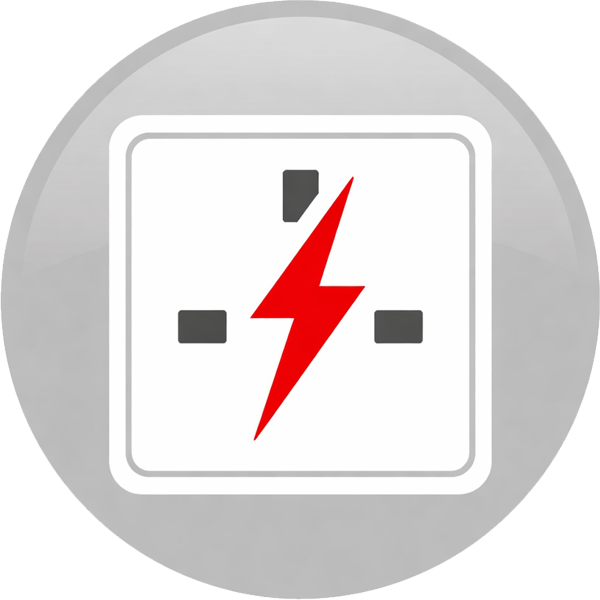 Electrical socket icon with lightning bolt representing electrician services
