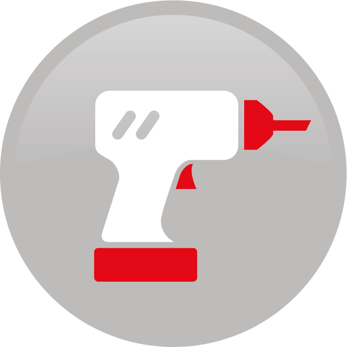 Power drill icon representing handyman drilling and installation services