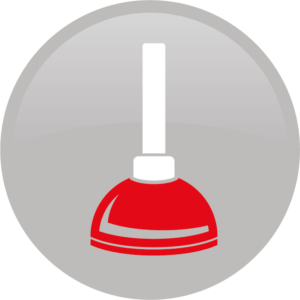 Toilet plunger icon representing toilet unblocking and plumbing services